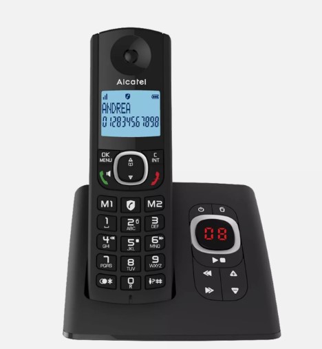 Alcatel F530 Voice, schnurloses Telefon mit Anrufbeantworter, Anrufsperre, Freisprecheinrichtung und zwei Direktspeichern Schwarz
