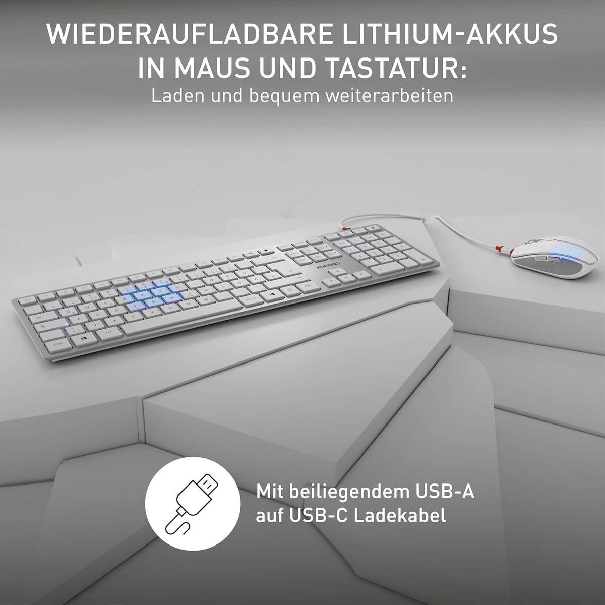 CHERRY DW 9100 SLIM Tastatur Maus enthalten Universal RF Wireless + Bluetooth Silber - (DEU Layout - QWERTZ)