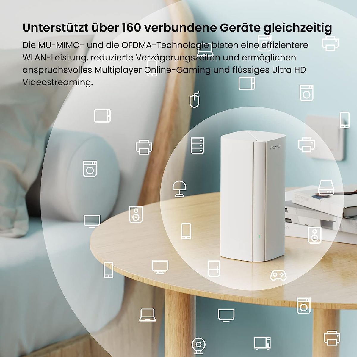Tenda Nova MX12 Mesh WLAN WiFi 6 System - AX3000 Dual Band WLAN Mesh System [Reichweite bis zu 650m² & 160 Geräte] - 9X Gigabit Port - Ersetzt WLAN Router & Repeater - Kompatibel mit Alexa - 3er-Pack