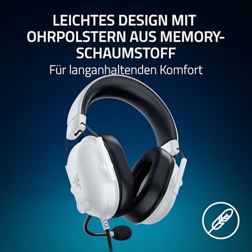 Razer BlackShark V2 X (PlayStation) - Kabelgebundenes E-Sports Headset für PlayStation 5 Konsole (250g, Nierenmikrofon, 50mm Treiber, Passive Geräuschunterdrückung, 3,5mm Klinke) Weiß