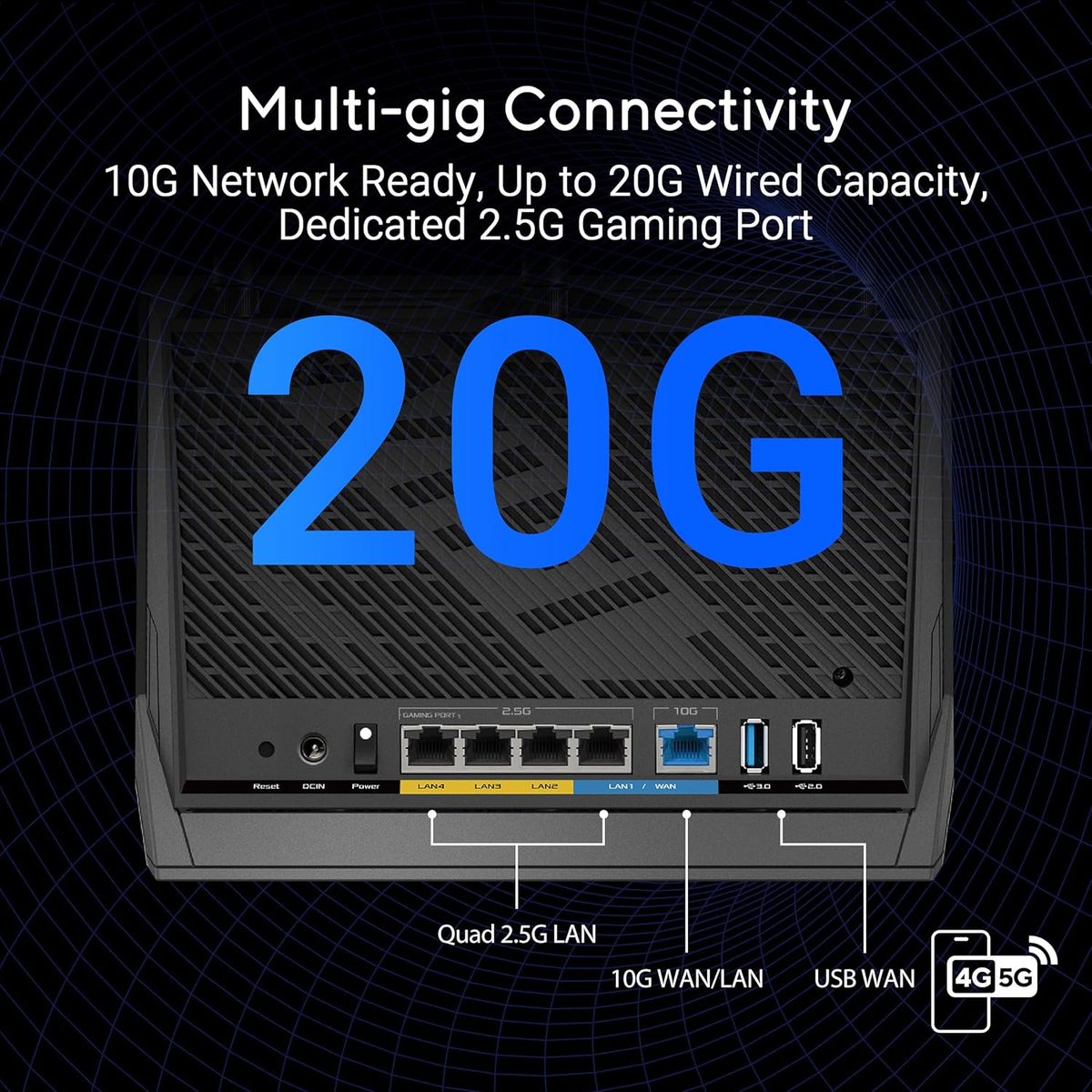 ASUS RT-BE86U WLAN-Router Wi‑Fi 7 (802.11be) Dual-Band 2,4/5 GHz 5764 Mbit/s 10 Gigabit Ethernet 4x LAN USB 3.2 Schwarz