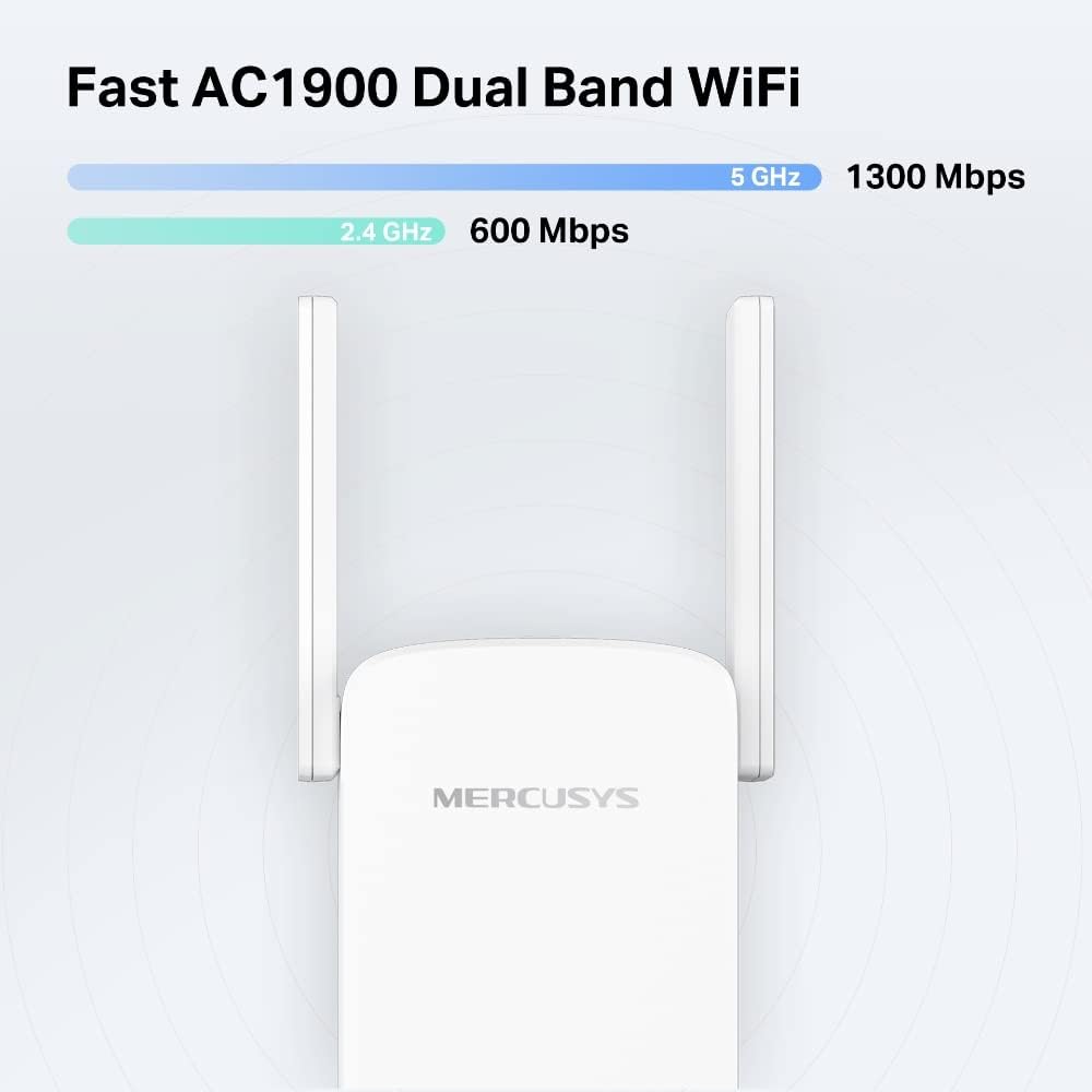 Mercusys ME50G AC1900 Wi-Fi Range Extender 1900 Mbps Dual Band WLAN Repeater 3×3 MU-MIMO Access Point Mode White v1.0