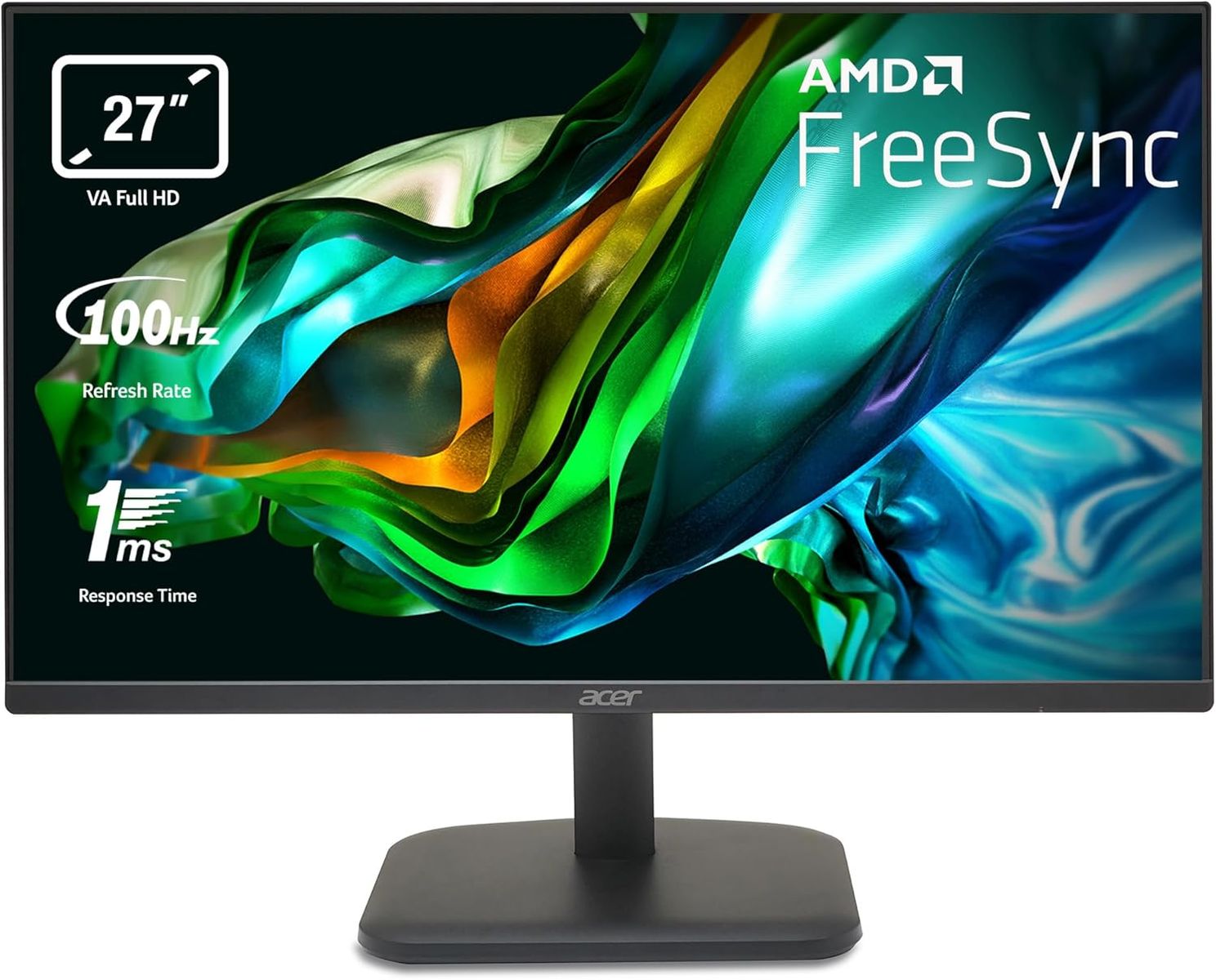 Acer EK271H Monitor 27 Zoll (69 cm Bildschirm) Full HD, 100Hz HDMI, 75Hz VGA, 5ms (GTG), HDMI 1.4, FreeSync, Schwarz