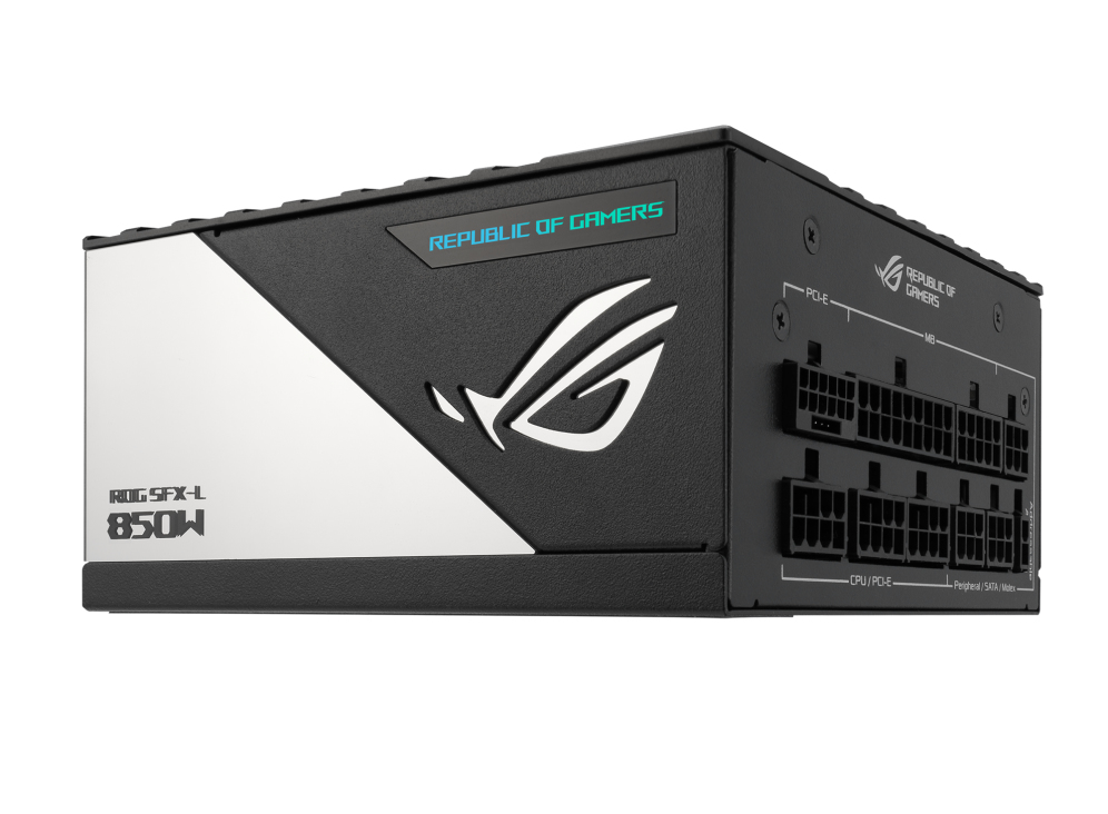 ASUS ROG Loki SFX-L 850W Platinum Netzteil, 80 PLUS Platinum, vollmodular, 120 mm ARGB-Lüfter, 24-pin ATX, Schwarz/Silber