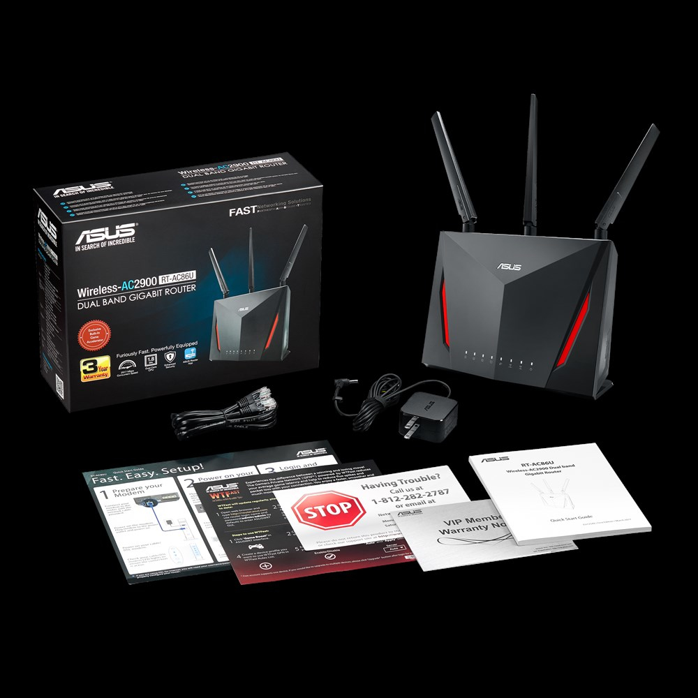 ASUS RT-AC86U WLAN Router Dual-Band (2.4 GHz/5 GHz) Gigabit Ethernet Black