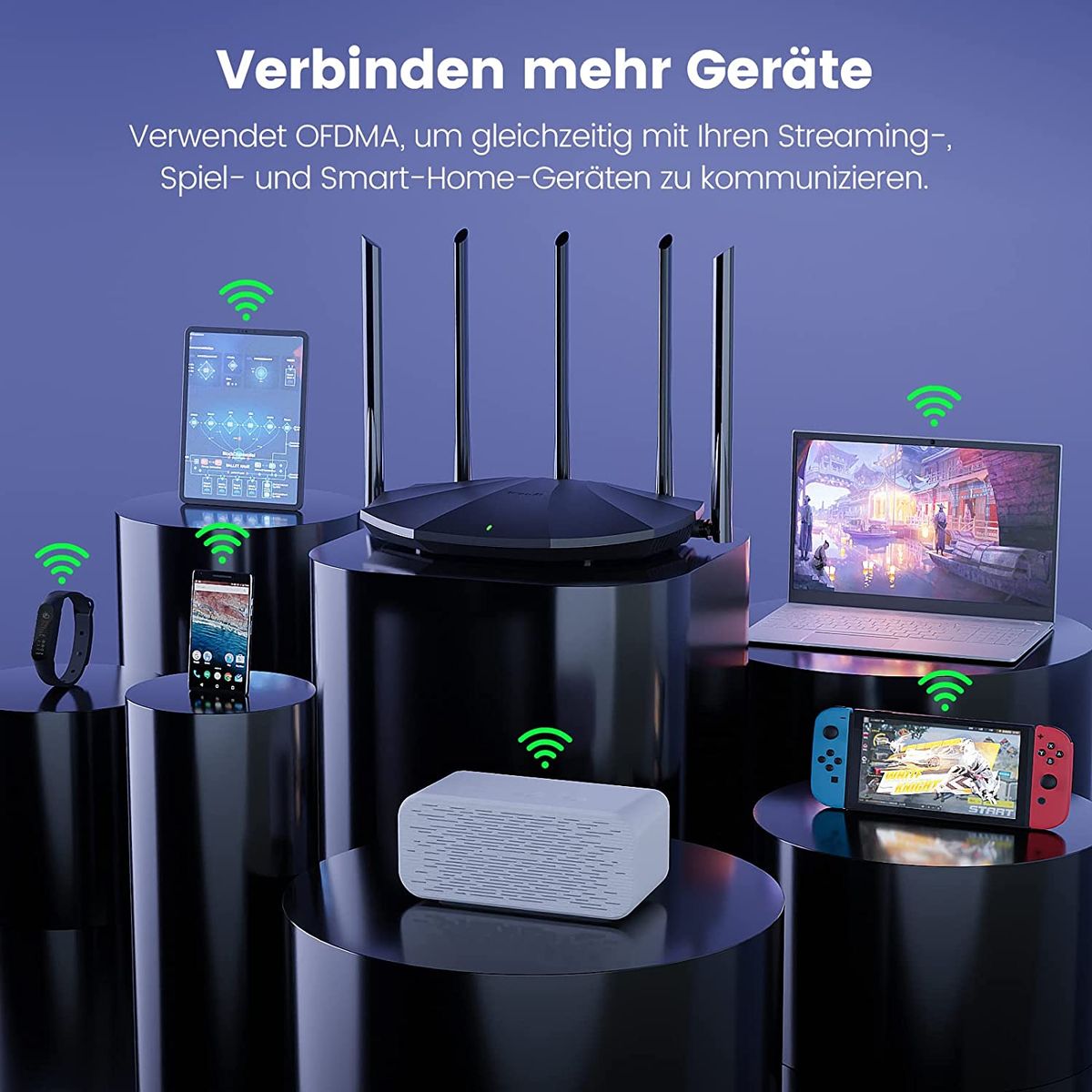 Tenda RX2 Pro WiFi 6 WLAN Router (AX1500 Dualband 5GHz:1201Mbps+2,4 GHz:300Mbps) Gigabit-LAN/WAN-Port, Kindersicherung, WPA3, IPv6, OFDMA, Beamforming, Schwarz