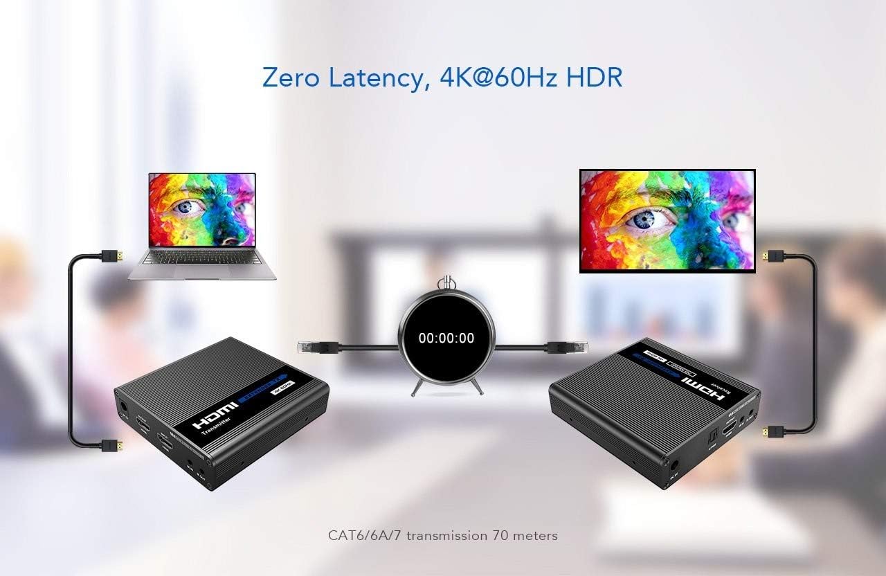 PremiumCord 4K HDMI Extender auf 70 m über Patchkabel Cat6 / Cat6A / Cat7, IR-Sender und -Empfänger, HDMI 2.0, ARC, Videoauflösung Ultra HD 4K @ 60Hz PremiumCord 4K HDMI Extender auf 70 m über Patchkabel Cat6 / Cat6A / Cat7, IR-Sender und -Empfänger, HDMI 2.0, ARC, Videoauflösung Ultra HD 4K @ 60Hz
