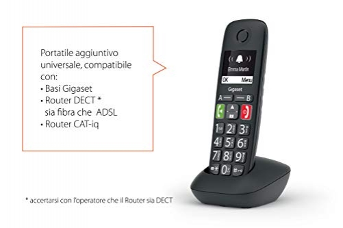Gigaset E290HX tragbares Telefon starkem Sound große Zahlen kraftvollem Klang Schnelltasten Freisprecheinrichtung einstellbarem Lautstärke [Italienische]