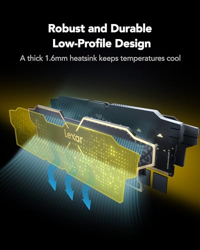 Lexar LD5U08G60C38LG-RGD DDR5 RAM 16GB (2x8GB) 6000MHz CL38 UDIMM Desktop-Speicher, Low-Profile 40mm, On-Die ECC, Intel XMP 3.0 & AMD EXPO