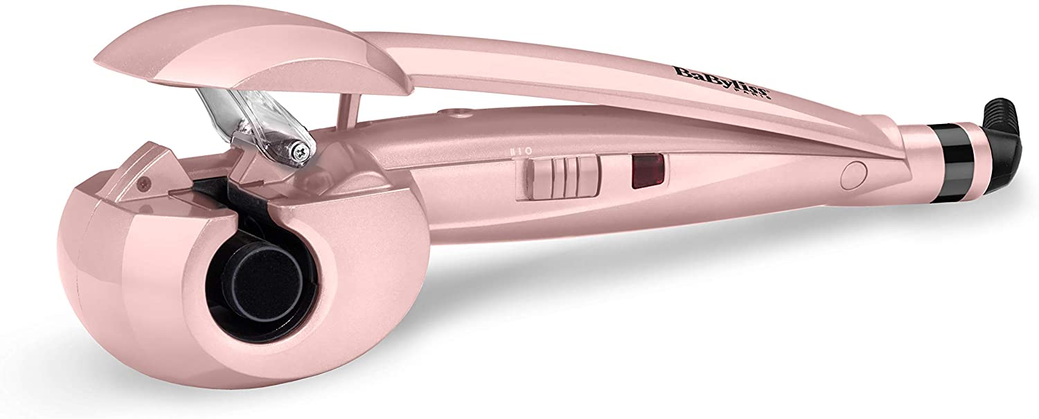 BaByliss Rose Blush Curl Secret Auto Curler, automatic curling iron with 2 temperature settings, 2664PRE Pink