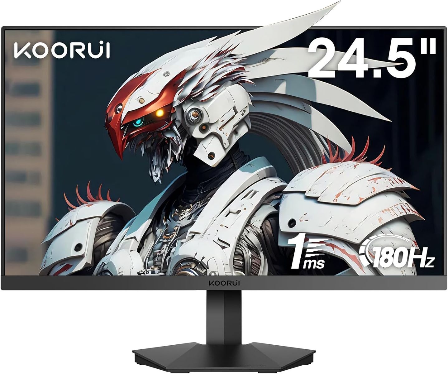 KOORUI Gaming Monitor 24.5 Zoll, 180Hz, Full HD Rahmenlos Bildschirm Adpitive Sync (1ms, VA-Panel, Eye-Care, 1920 x 1080, HDMI 2.0 & DisplayPort 1.4, VESA 75x75)