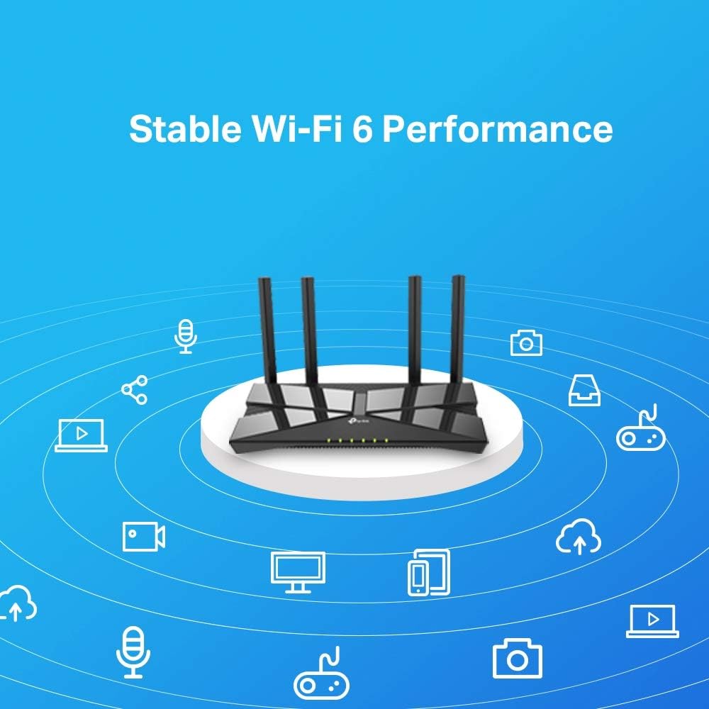 TP-Link Archer AX10 V3.0 WLAN Router (Wi‑Fi 6), Dualband AX1500, 5x Gigabit-Ports, WPA3, Kindersicherung, für 2 Räume, EU