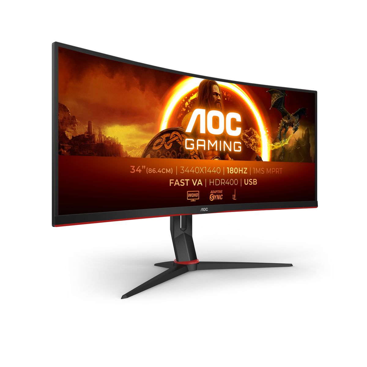 AOC G2 CU34G2XPD/BK Computerbildschirm 86,4 cm (34") 3440 x 1440 Pixel Wide Quad HD LED Schwarz, Rot