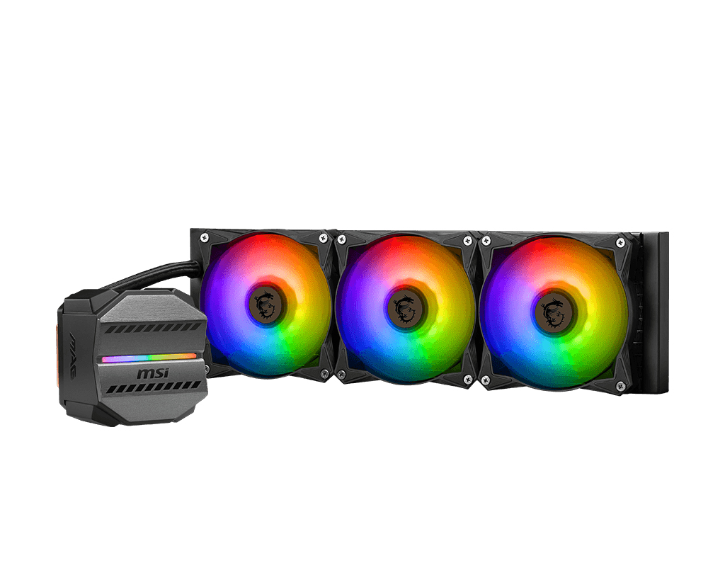 MSI MAG Coreliquid M360 All-in-One Flüssigkeitskühler 360 mm, 3x Lüfter, RGB, PWM, 3100 RPM Pumpe, Schwarz