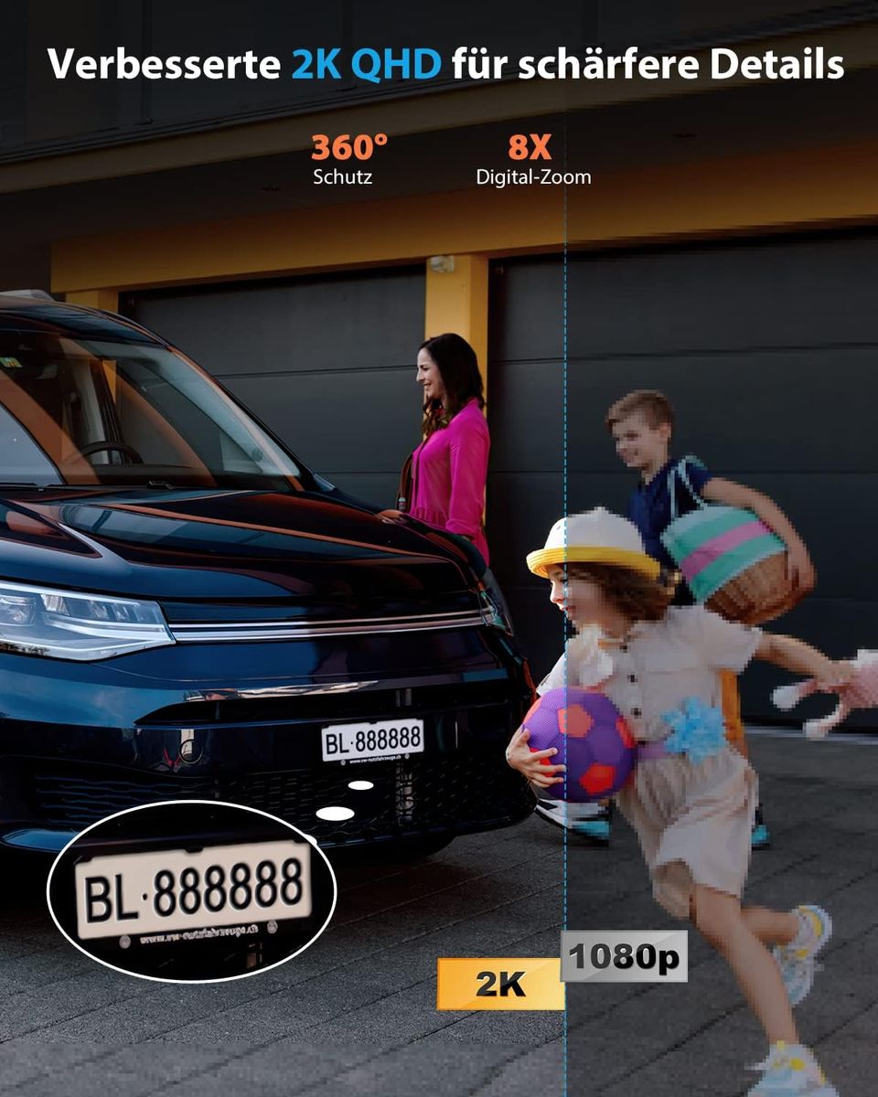 YESKAMO 360° Wireless Outdoor Solar PTZ IP Camera PIR Motion Detection Night Vision Colour Waterproof IP65 Two-Way Audio Alarm Siren