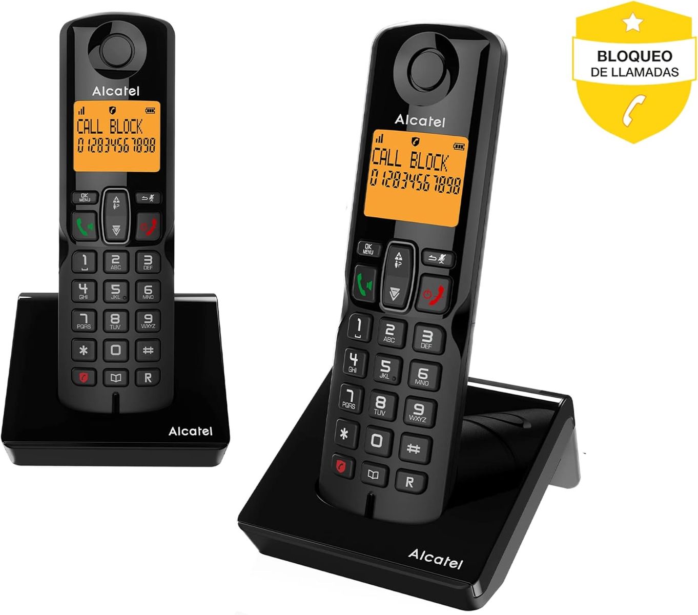 Alcatel S280 DUO Schnurloses DECT-Telefon mit Anrufbeantworter, Freisprechfunktion, Telefonbuch 50 Einträge, NiMH Akku AAA, Schwarz