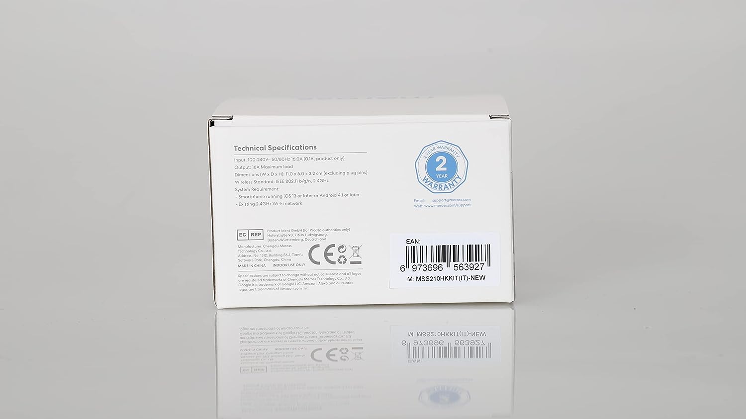 Meross Italienische intelligente Wi-Fi-Steckdose, Smart Plug 16 A (Typ L), kompatibel mit Apple HomeKit Siri, Alexa, Google Home und SmartThings, 2,4 GHz, kein Hub erforderlich (2 Stück), weiß Meross Italienische intelligente Wi-Fi-Steckdose, Smart Plug 16 A (Typ L), kompatibel mit Apple HomeKit Siri, Alexa, Google Home und SmartThings, 2,4 GHz, kein Hub erforderlich (2 Stück), weiß