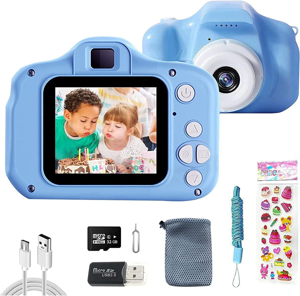 CHENAN Kinderkamera Digital Kamera für Kinder Jungen und Mädchen Geschenke Spielzeug für 3 bis 12 Jahre alte Kamera Spielzeug mit 2 Zoll HD-Bildschirm 1080P 32 GB TF-Karte (Blau)