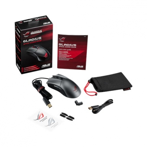 ASUS ROG Gladius Ergonomische Optische 6.400 DPI Gaming Maus schwarz/rot