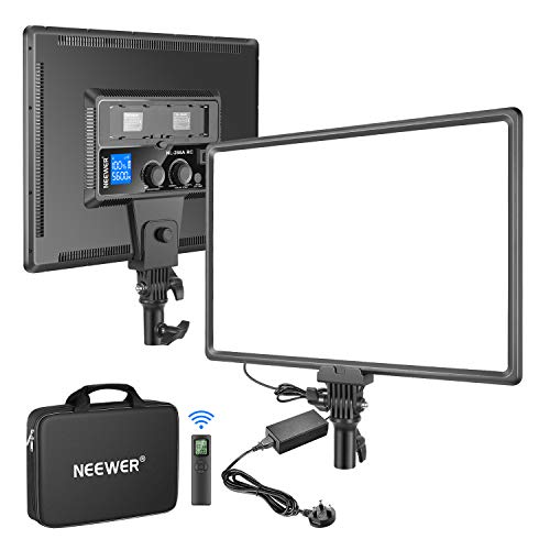 Neewer NL-285APC LED-Video-Lichtpanel, 288 LEDs, 45 W, 4800 lm, 3200–5600 K, dimmbar, 2,4 GHz Fernbedienung, AC-Adapter & NP-F Akku-Option, Softlicht für Foto & Video