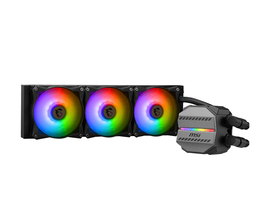 MSI MAG Coreliquid M360 All-in-One Flüssigkeitskühler 360 mm, 3x Lüfter, RGB, PWM, 3100 RPM Pumpe, Schwarz