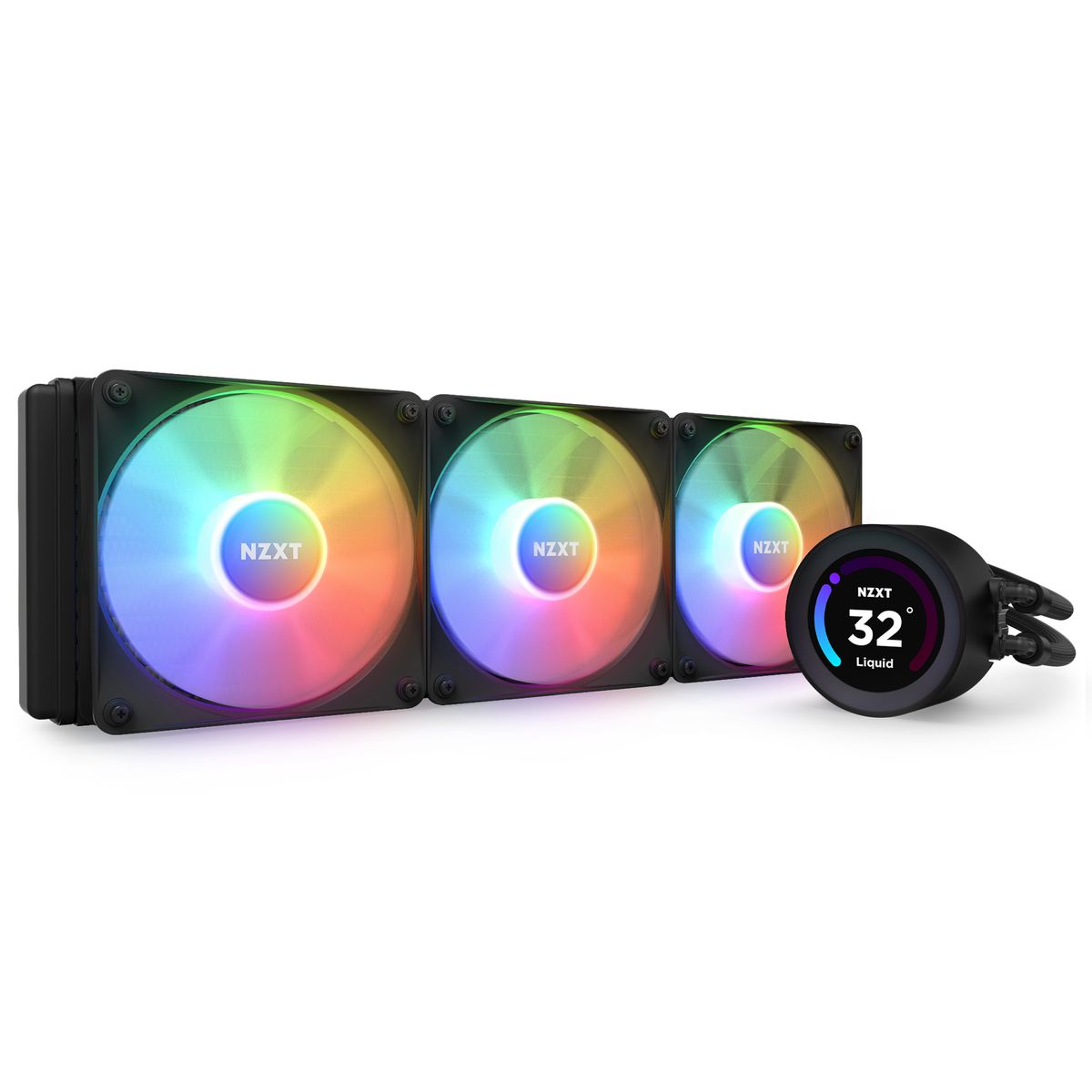 NZXT Kraken Elite 360 RGB All-in-One-Flüssigkeitskühler 360 mm, 3x 120 mm Lüfter, RGB, TFT-LCD-Display, Schwarz