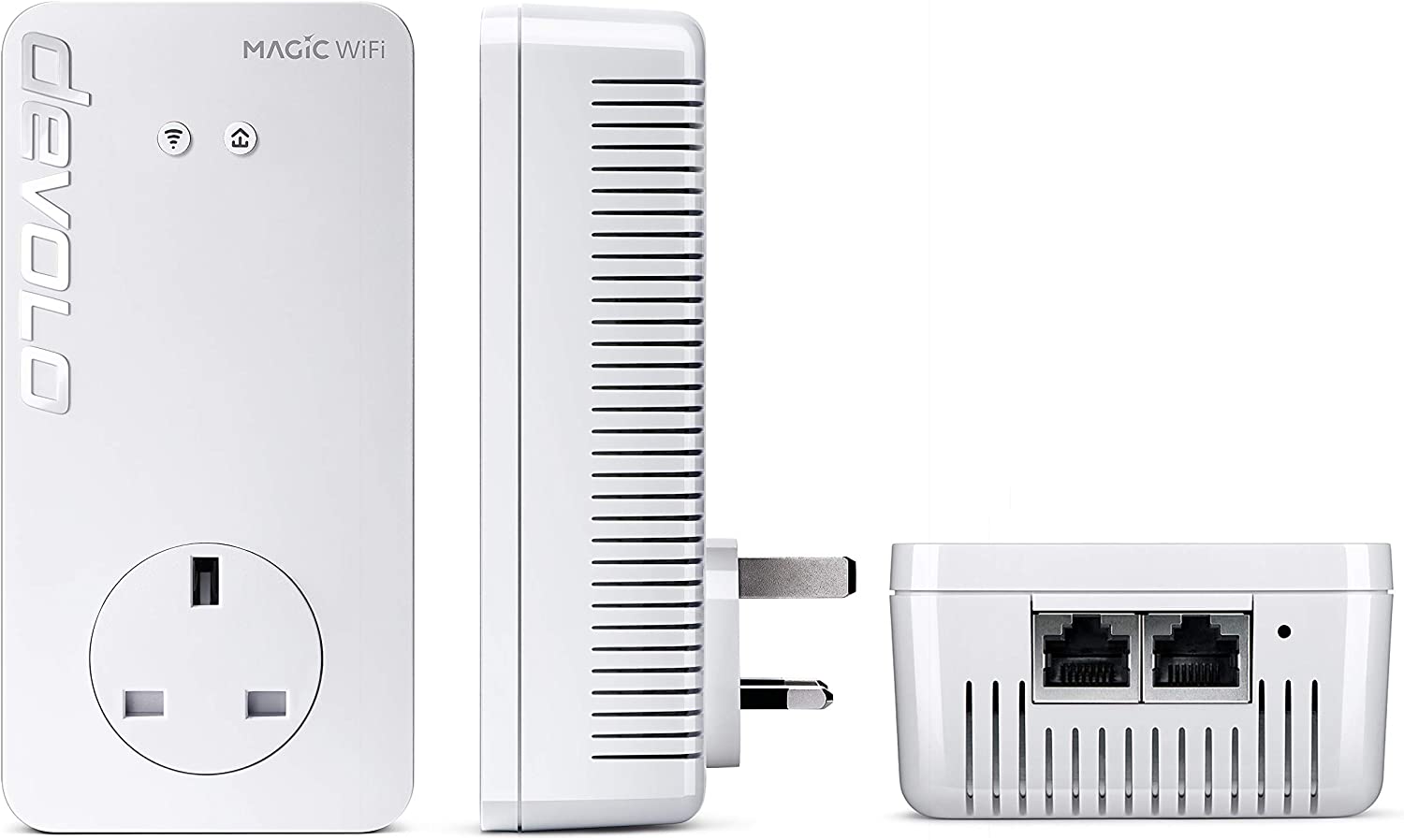 devolo Magic 2-2400 Wi-Fi 5 Next: Starter Kit | 4k/8k UHD Streaming | stabiles Heimarbeit (bis zu 2400 Mbit/s Powerline, Mesh WiFi 5, G.hn, 3X Gb LAN Ports) MAGIC 2 - 2400 Mbps WiFi 5 Starter Kit