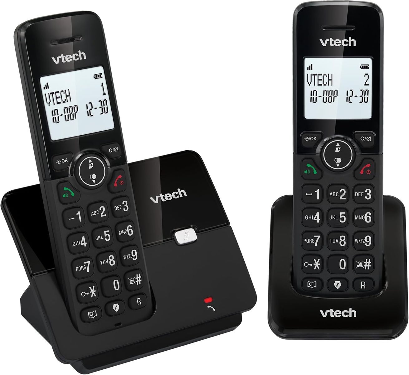 VTECH CS2001 Schnurloses DECT-Telefon mit 2 Mobilteilen für zu Hause, mit Blocker für unerwünschte Anrufe, Lange Reichweite zuverlässig bis zu 300 m, Anrufer-Identifikation