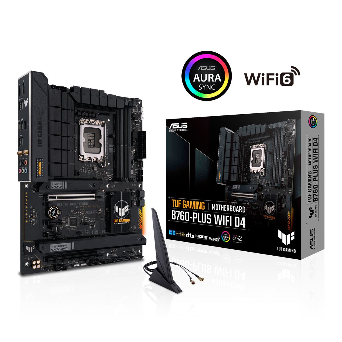 ASUS TUF Gaming B760-PLUS WIFI D4 Mainboard, Intel LGA 1700, B760, ATX, DDR4, 2.5Gb LAN, Wi-Fi 6, Bluetooth 5.2, 3x M.2