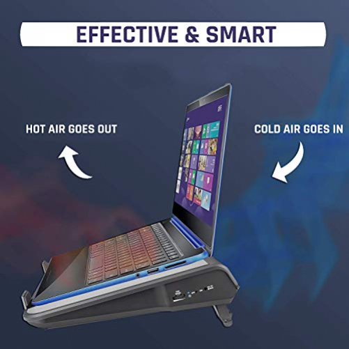 KLIM Airflow + Kühle Luft strömt herein, heiße Luft strömt aus +Bester Kühler für Deinen Laptop + Innovative Querstrom-Turbinen für hohe Leistung + Hochwertige Materialien + 10-17"