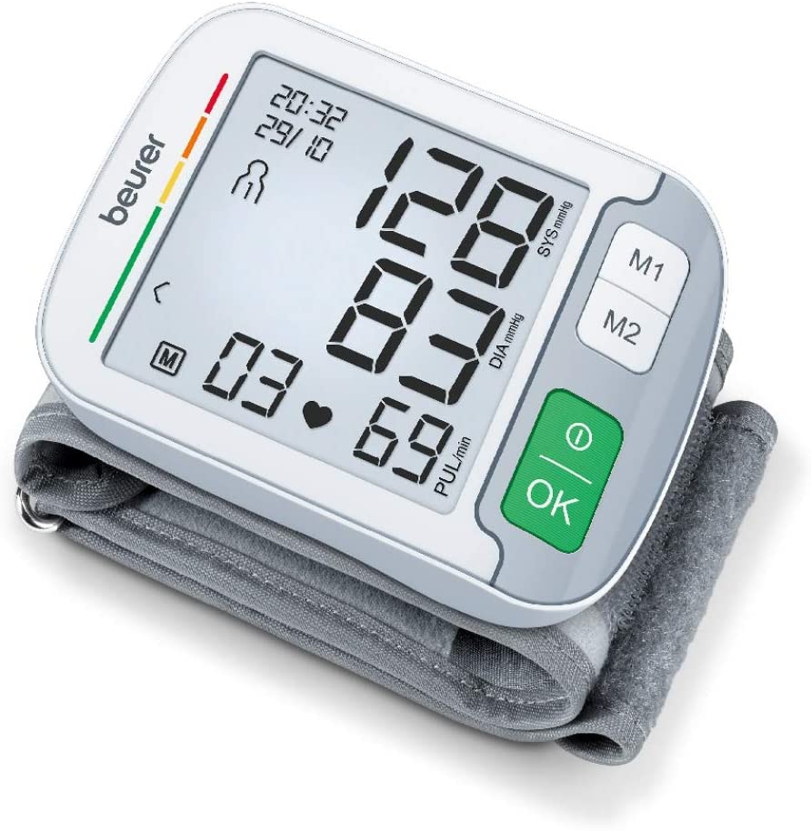 Beurer BC 51 wrist blood pressure monitor, positioning display, XL display, color risk indicator, arrhythmia detection, 2 x 120 memories