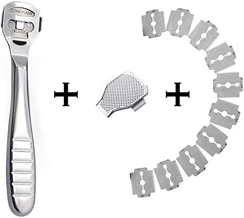 Izoel Stainless Steel Callus Rasp File Callus Remover Pedicure Foot File With 10 Spare Blades and 1 Foot Rasp Head