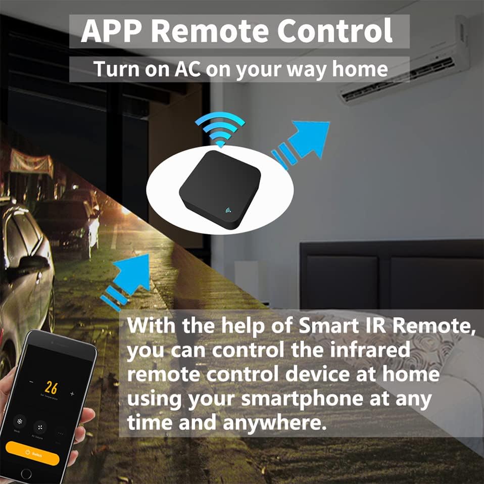 MigTec Universal-Fernbedienung, WLAN, Infrarot, kompatibel mit Tuya, modernes Design, IR-Fernbedienung, Smart Home, Alexa, Google Home, Smart Life, TV, Klimaanlage, quadratisch, schwarz