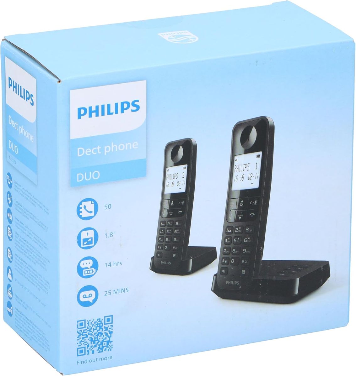 Philips D2752B/12 Schnurlostelefon DECT, 2 Mobilteile, Anrufbeantworter, Freisprechen, Rufnummernanzeige, Schwarz