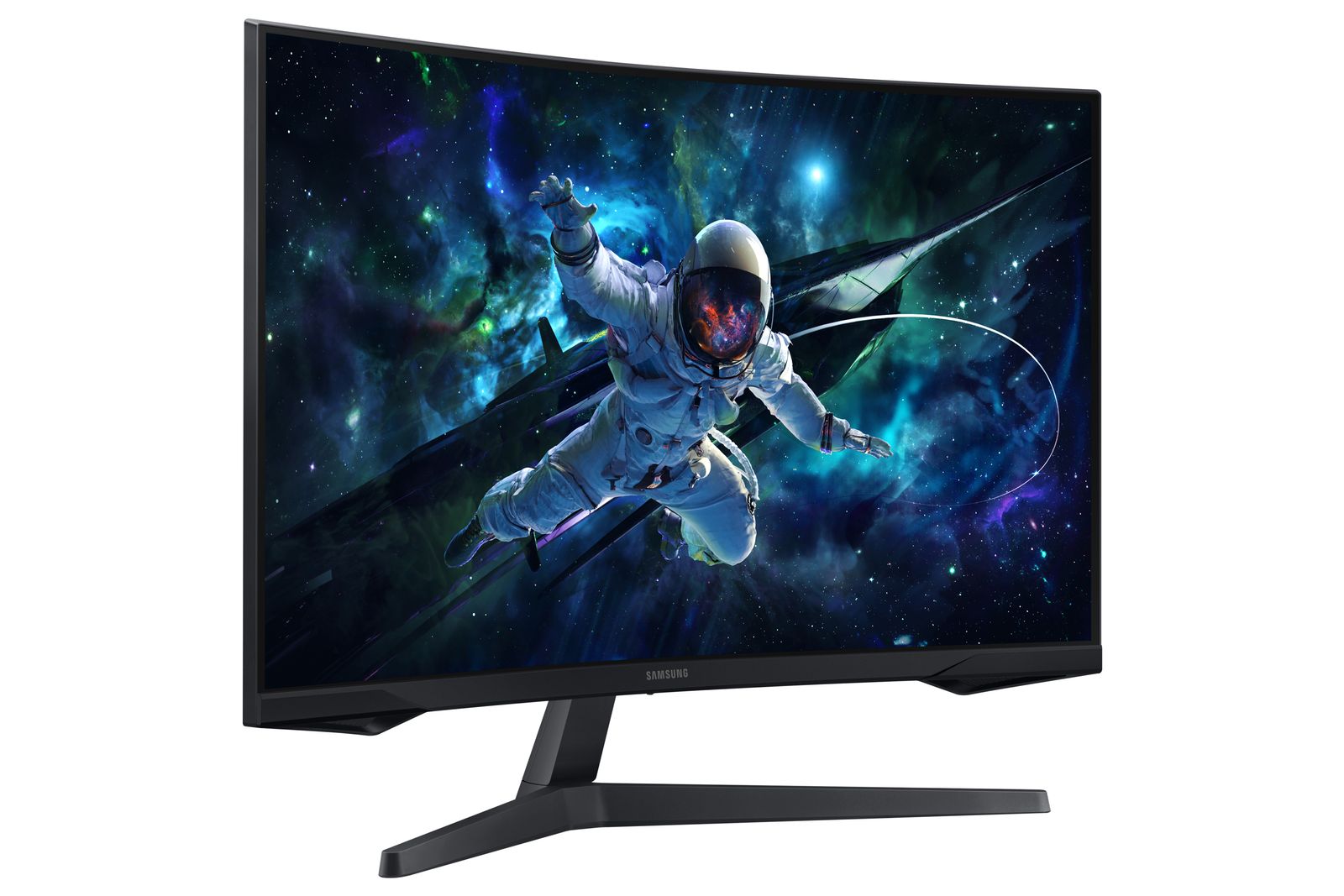 Samsung Odyssey G55C Curved Gaming Monitor, 32 Zoll, Bildschirm mit VA-Panel, 2.560 x 1.440 Pixel, 1.000R Radius, HDR10, AMD FreeSync, Bildwiederholrate 165 Hz, Reaktionszeit 1 ms (MPRT)