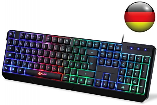 KLIM Chroma RGB Gaming Tastatur wasserdicht für PC MAC PS4 DE-Layout