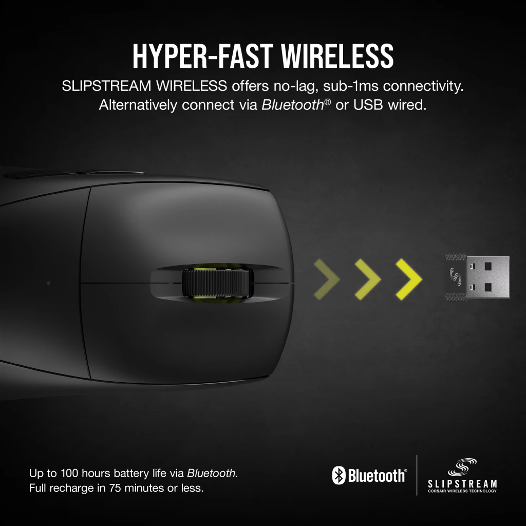 Corsair M75 Maus Gaming Beidhändig Bluetooth Optisch 26000 DPI