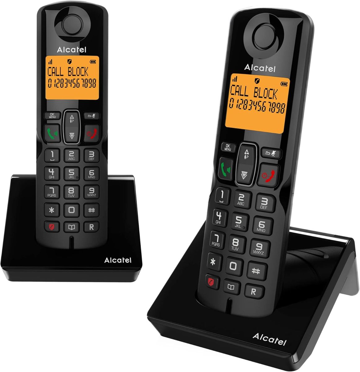 Alcatel S280 DUO Schnurloses DECT-Telefon mit Anrufbeantworter, Freisprechfunktion, Telefonbuch 50 Einträge, NiMH Akku AAA, Schwarz