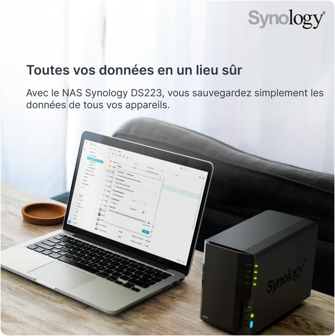 Synology DS223 2-Bay DiskStation NAS, Realtek RTD1619B Quad-Core, 2 GB DDR4, 1x 1GbE RJ-45, Schwarz, ohne HDD
