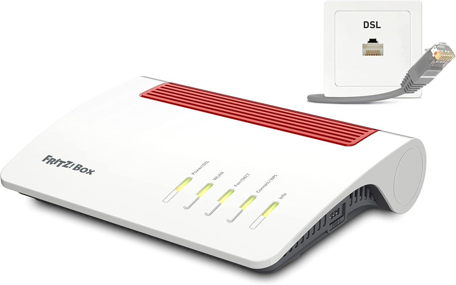 AVM FRITZ!Box 7590 AX Exclusive Edition DSL-Router, VDSL Supervectoring 35b, Wi‑Fi 6 Dualband 2.4 & 5 GHz (2.400 + 1.200 MBit/s), WLAN Mesh, DECT-Basis, inkl. SanDisk 64 GB USB-Stick, DE