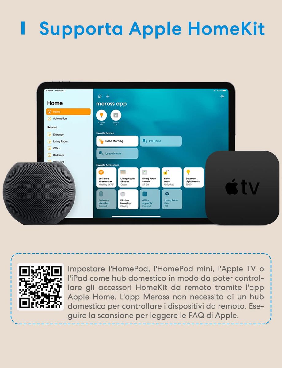 Meross Italienische intelligente Wi-Fi-Steckdose, Smart Plug 16 A (Typ L), kompatibel mit Apple HomeKit Siri, Alexa, Google Home und SmartThings, 2,4 GHz, kein Hub erforderlich (2 Stück), weiß Meross Italienische intelligente Wi-Fi-Steckdose, Smart Plug 16 A (Typ L), kompatibel mit Apple HomeKit Siri, Alexa, Google Home und SmartThings, 2,4 GHz, kein Hub erforderlich (2 Stück), weiß