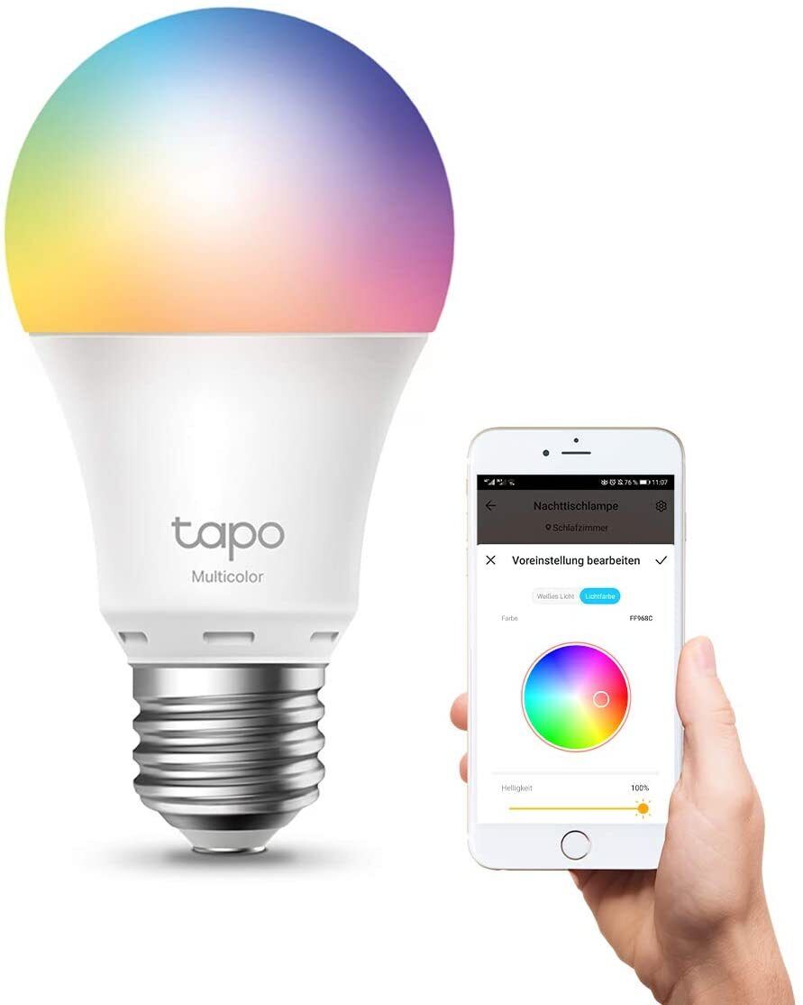 TP-Link Tapo L530E smarte WLAN Glühbirne E27, Mehrfarbrig RGB & Dimmbar, App Steuerung