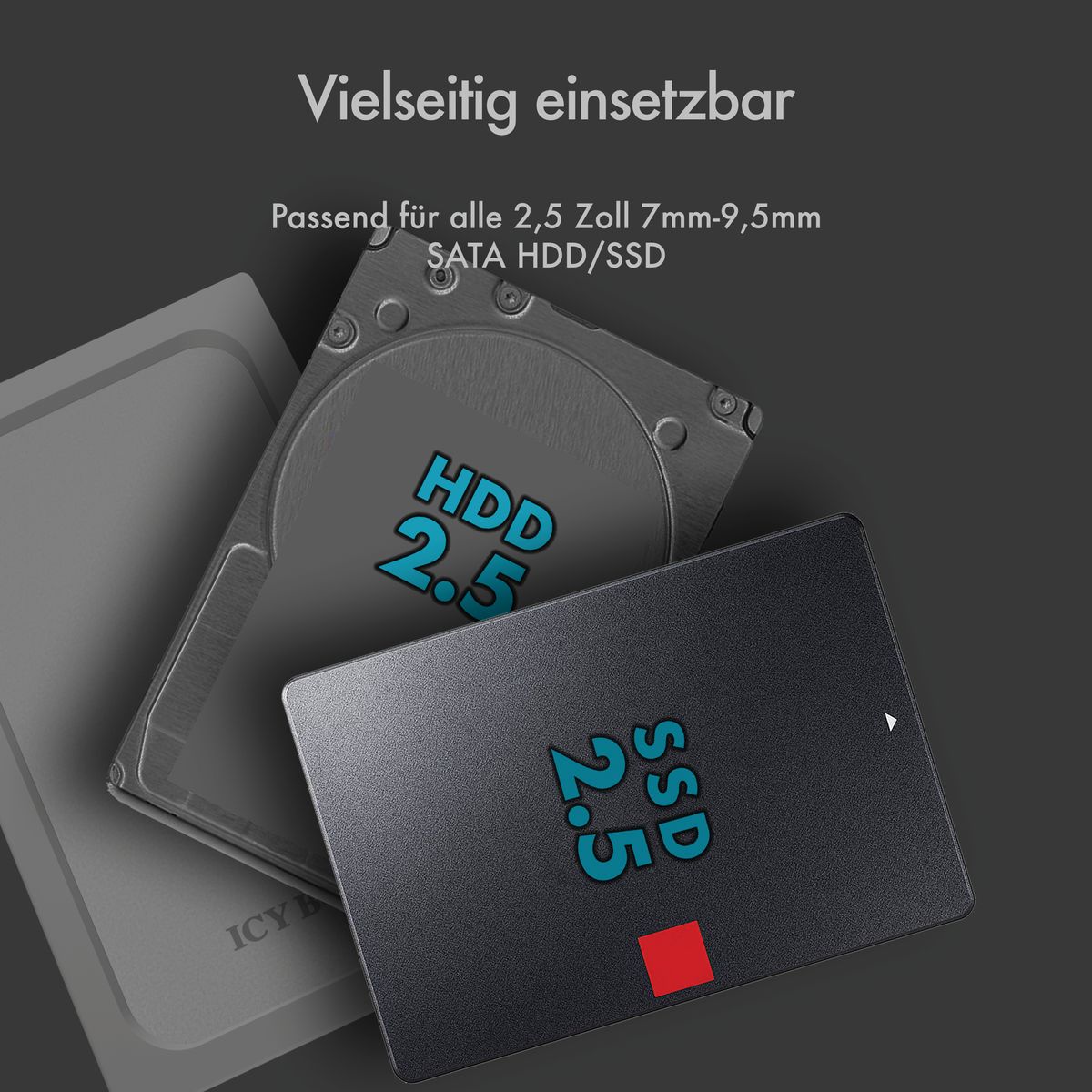 ICY BOX IB-241WP HDD / SSD-Gehäuse Anthrazit, Silber 2.5"