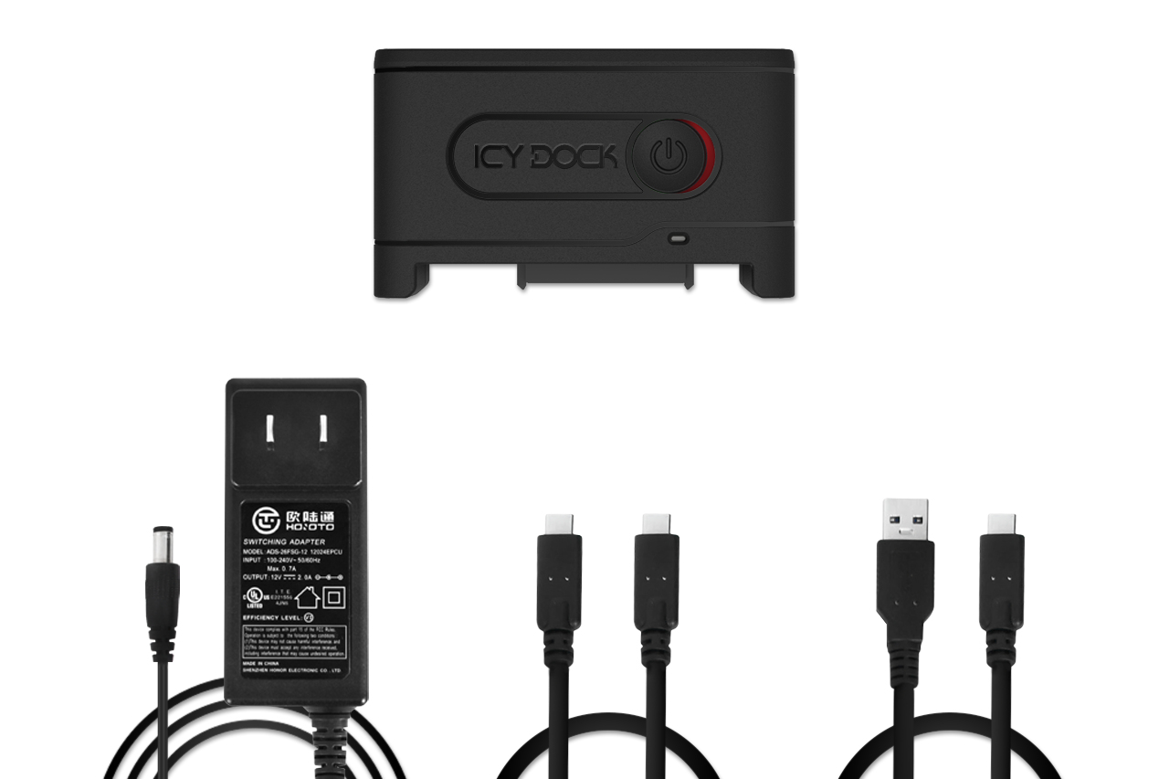 ICY DOCK EZ-Adapter Ex MB931U-1VB - 1x 2,5 U.2 NVMe SSD zu USB 3.2 Gen2 externer Adapter 10Gbps schwarz Kabel inklusive, 1x U.2 NVMe SSD zu USB 3.2 Gen2