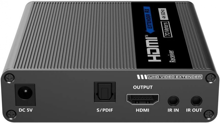 PremiumCord 4K HDMI Extender auf 70 m über Patchkabel Cat6 / Cat6A / Cat7, IR-Sender und -Empfänger, HDMI 2.0, ARC, Videoauflösung Ultra HD 4K @ 60Hz