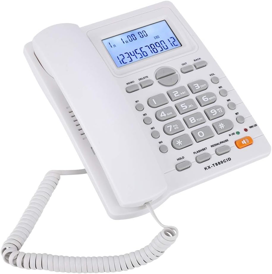 Tosuny KX-880CID Schnurgebundenes Telefon mit Freisprecheinrichtung und Anrufer ID Anzeige, Festnetztelefon mit Zwei Anschlüssen für Privatanwender/Hotel/Unternehmen/Büro Weiß