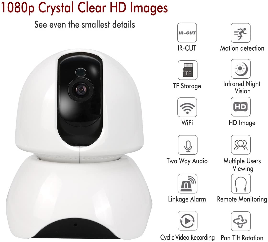 Aonokoy HD Media Player 1080p HD WiFi IP Camera, Indoor Monition Detection, Two Way Audio Home Security Baby Monitor Max Support 128GB Micro SD Full First Alert