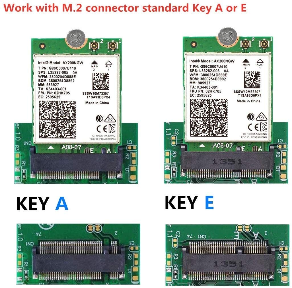 OSGEAR Intel Dual Band Wireless AX200NGW Intel WLAN/Wi-Fi 6 AX200 2230 2x2 AX+ Bluetooth 5.0, M.2/A-E Key (AX200.NGWG.NV) Wi-Fi 6 AX200, 2.4GHz/5GHz WLAN, Bluetooth 5.0, M.2/A-E Key 802.111 AX