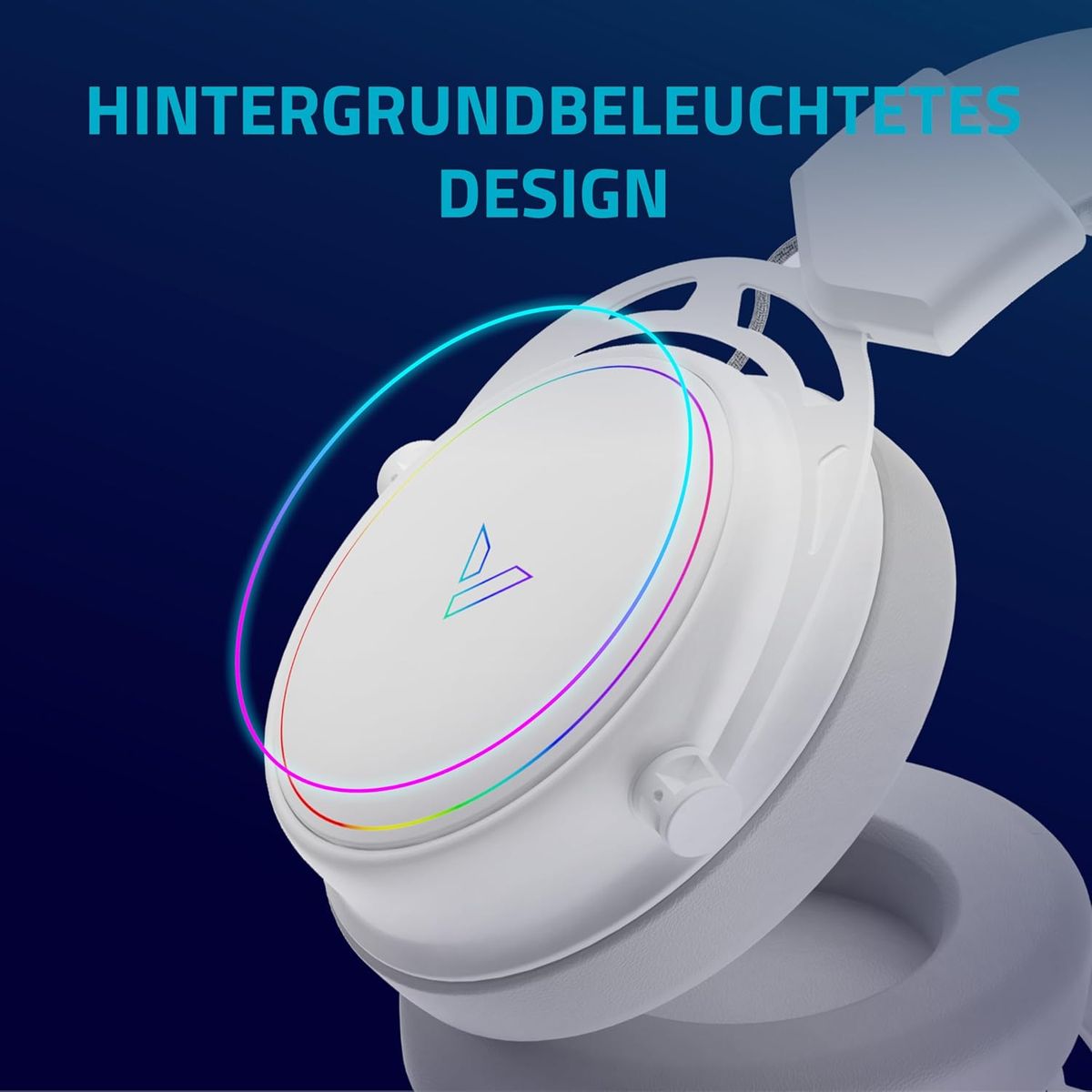 Rapoo VH800 kabelloses Gaming Over-Ear Headset, Flexibles Mikrofon mit Stummschaltung, Ohrpolster Kunstleder, 46h Akku, Headphone Bluetooth und 2,4Ghz PC/Mac/Xbox One/PS4/Nintendo Switch - White