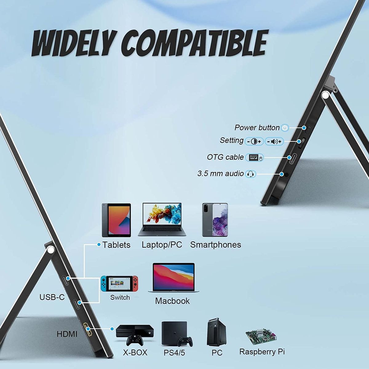 InnoView Portable USB C Monitor 15,6 Zoll Tragbarer Monitor, 1920x1080 FHD IPS HDR Externer Mobiler Bildschirm, mit Mini HDMI/Typ-C, für Smartphone/Tablet-PCs/Laptop/PC/Xbox/Switch/MacBook PM001-04-IT